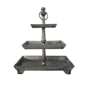 Soporte de servir creativo de 3 niveles de metal galvanizado, bandeja escalonada de hierro para pasteles, cupcakes y postres, plato de exhibición vintage para fiestas en casa - Product Image 3