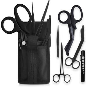 Trousse d'urgence tactique EMT à réponse rapide avec pochette à ceinture réglable, ciseaux EMT, ciseaux à pansements, forceps, hémostat, testeur de pupilles - Product Image 1