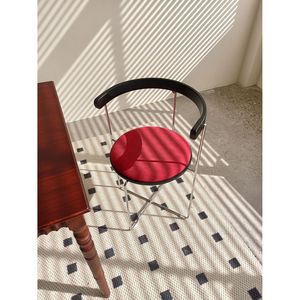 Design moderno 1pc rosso imbottito sedia da pranzo con struttura cromata e schienale in legno sedia pieghevole per soggiorno e uso cucina - Product Image 2