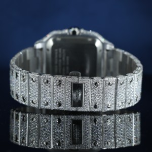 Reloj de Lujo Premium para Hombre, Estilo Hip Hop, Automático, con Esfera Verde Helada, Acero Inoxidable, Cristal de Zafiro, Números Romanos Cuadrados, Completamente Diamantes - Product Image 2