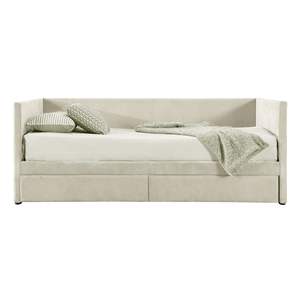 Daybed Twin formato velluto a coste con due cassetti e legno a doghe letto Beige - Product Image 4