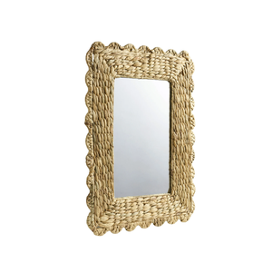 Espejo de pared natural de jacinto de agua festoneado, espejo colgante para decoración de baño, sala de estar, entrada de casa de campo, de Vietnam - Product Image 3