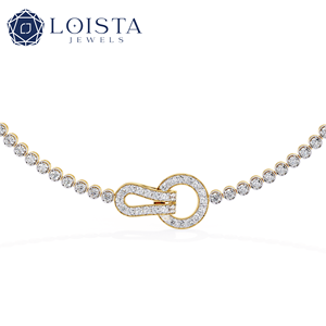 Collier en or massif 18 carats LOISTA avec diamants ronds taille brillant, diamants naturels, bijoux de luxe pour femmes, certifié GIA - Product Image 1