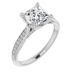 Princess Cut Moissanite Certified Prong Set <b>Ring</b> 925 Sterling <b>Silver</b> White Gold Plated Luxury <b>Solitaire</b> Engagement Bridal - Product Image 3