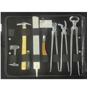 Kit d'outils vétérinaires équin professionnel pour fermeurs de chevaux, comprenant coupe-ongles, pince à crins, cisaille à sabots, marteau, couteau, râpe, etc. - Product Image 2