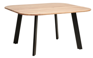 Mesa de comedor plegable de madera maciza de acacia de estilo industrial moderno con patas de madera en acabado negro y natural para el hogar, oficina, cocina o casa de campo. - Product Image 4