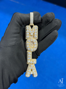 Pendentif Lettre en Moissanite Plaqué Or Rose, Breloque Glaçon, Nom Personnalisé, Bijou de Luxe Unisexe pour Fête - Product Image 5