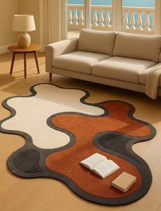 Tapis en laine tufté à la main en forme de dalle de cristal brut, asymétrique, à facettes minérales, pour spa de luxe - Product Image 1