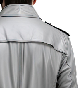 Gabardina gris para hombre, hasta la rodilla, con hombreras, cuello alto, abotonadura sencilla, impermeable, estilo de manga regular - Product Image 4