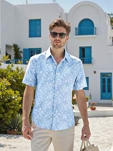 Camisa de Fiesta para Hombre, Manga Corta, Estampado Floral Tropical Hawaiano, Casual de Playa, con Botones, Colorida, para Verano - Product Image 6