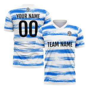 เสื้อฟุตบอลสั่งทำพิเศษ สีขาวไล่เฉดเขียว คอวี ระบายเหงื่อได้ดี แบบยูนิเซ็กซ์ แขนสั้น สำหรับทีม - Product Image 5