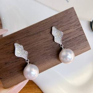 Autumn Collection Hot 10-11mm Freshwater Pearl Dangle Earrings Strong <b>Light</b> with Slight Flaws <b>Edison</b> Jewelry - Product Image 4