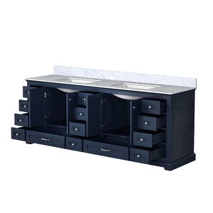 Navy Blue 84 In. W X 22 In. D Double Bath <b>Vanity</b> with Carrara Marble Top <b>Bathroom</b> <b>Vanities</b> - Product Image 5