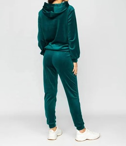Hot Selling Custom <b>Velour</b> <b>Tracksuit</b> for Women Plus Size Zip-up Hoodie and Jogger Set Solid Pattern 2 Piece Set Velvet Suit - Product Image 2