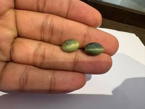 Pierre précieuse cabochon ovale œil de chat gris 100% naturelle de haute qualité 12x8mm 2 pièces 9,21ct non chauffée certifiée par un tiers Bijoux - Product Image 3