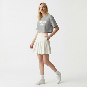 High Elasticity Women <b>Crop</b> Sportswear Custom Branded Plain Gym Fitness Tees Female Athleisure Wear <b>Top</b> Manufacturer - Product Image 4