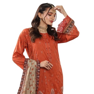 Robe pour femmes indiennes pakistanaises pantalons décontractés et traditionnels costumes sur tissu de pelouse vente chaude pour des vêtements quotidiens et de fête - Product Image 1