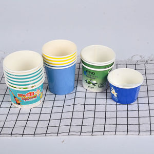 Gobelets à yaourt jetables à double paroi recyclables, gobelets en papier écologiques ronds avec couvercles, vente en gros - Product Image 5