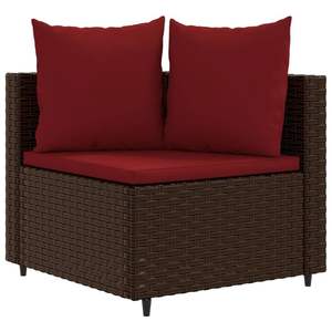 Divano da 5 pezzi in Poly Rattan marrone con cuscini mobili da esterno resistenti - Product Image 3