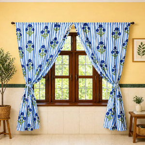 Rideau de fenêtre en coton floral avec motif de draperie champêtre imprimé pour les intérieurs inspirés des cafés et la décoration d'une maison chaleureuse - Product Image 4
