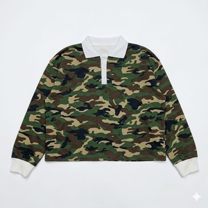 Manufacturer custom embroidery logo <b>camo</b> design men's striped long-sleeve shirt Boxy 100% cotton polo shirt For Men polo shirt - Product Image 1