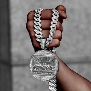 Collar con Colgante de Moda Hip Hop con Cadena Cubana de 13mm, Collares HipHop Iced Out, Conjuntos de Joyería con Colgante de la Última Cena - Product Image 6