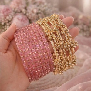 Modern Ladies glass Fashion <b>Bangles</b> <b>Set</b> Stylish <b>Bangles</b> Trendy Stackable <b>Bangles</b> Women Wrist Accessories Daily Wear Fashion - Product Image 1