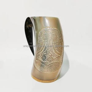 Tazas de cuerno vikingo talladas a mano Cuerno de animal real Taza de bebida náutica ecológica a buen precio - Product Image 4