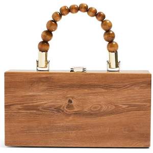 Pochette en bois de luxe moderne pour femme, sac à main tendance pour mariages, coffret cadeau de mariage - Product Image 1