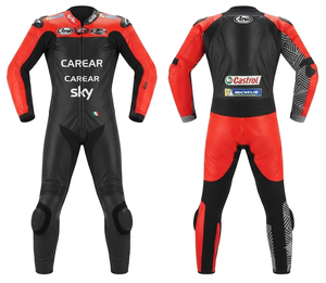 Traje de Carreras Personalizado para Hombre en Cuero Vacuno/Canguro, Mono de Una Pieza con Armadura de Nivel 2 CE, Hecho a Medida, Protección OEM - Product Image 1