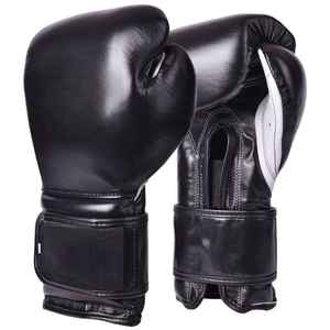 Guantes de Boxeo Negros de Piel Genuina 100% de Primera Calidad OEM de Solid Traders, con Cierre y Absorción de Humedad - Product Image 1