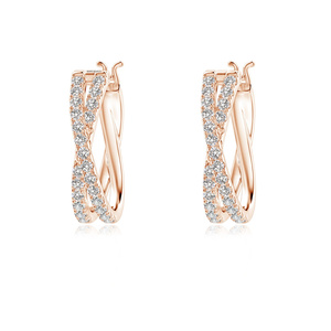 Pendientes de Aro de Diamantes Cultivados en Laboratorio con Diseño de Espiral Infinita de Lujo, con Doble Hilera de Pavé en Oro de 10K, 14K, 18K, Plata de Ley 925 y 935 - Product Image 4