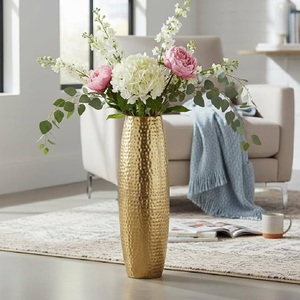 <b>Unique</b> Copper Gold Flower <b>Vases</b> Creative Gold Aluminium Hammered Modern Metal Decorative Tabletop <b>Vases</b> Home Decoration Wedding - Product Image 4