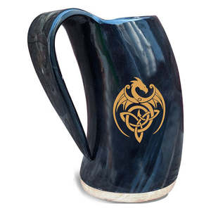 Jarra de Cuerno Hecha a Mano Tradicional, Taza de Bebida de Cuerno de Búfalo Natural, Jarra de Estilo Medieval, Vajilla Decorativa - Product Image 1