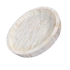 Modern <b>Round</b> Bone Inlay High Quality Decorative Serving <b>Tray</b> with Custom Wood Design for Home Hotel & Restaurant Use - Product Image 1