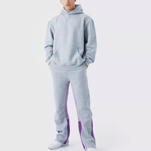 Conjunto Deportivo de Invierno Color Gris Claro para Hombre, Sudadera con Capucha y Pantalones Jogger, Ropa Deportiva Informal de Dos Piezas, Personalizable - Product Image 1