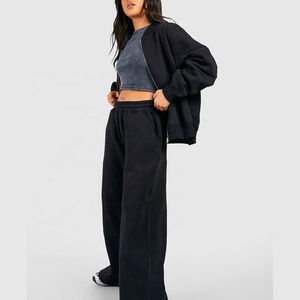 Ensemble de survêtement 2 pièces décontracté en coton pour femme, coupe ample oversize, en tissu éponge anti-boulochage, personnalisable avec logo, pour la vente en gros - Product Image 1