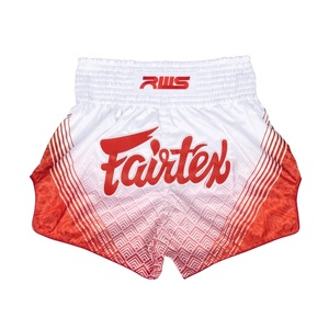 Short de Muay Thai Fairtex Rouge et Blanc, Impression par Sublimation, Unisexe, Équipement d'Entraînement MMA et Kickboxing, Polyester Respirant pour Adultes et Jeunes - Product Image 2