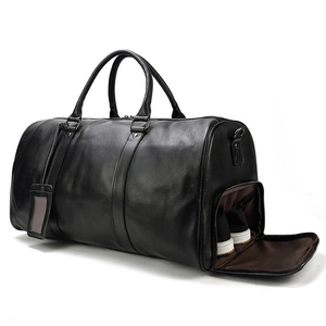 Leather <b>Duffel</b> <b>Bag</b> With Zipper Closure Travel Weekender <b>Bag</b> Brown Durable Material - Product Image 5