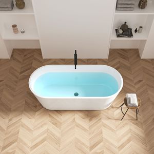 Baignoire autoportante contemporaine de 67 ''en acrylique avec design minimaliste Drain pop-up et trop-plein en nickel brossé 02136-BN - Product Image 3