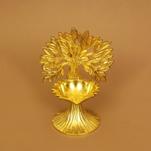 Lampe à huile en laiton de qualité supérieure Kalp Vriksh pour Diwali, lampe décorative artisanale pour la maison et le temple - Product Image 5