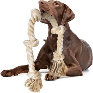 100% Cotton <b>Dog</b> <b>Tug</b> <b>Toy</b> for Aggressive Chewers <b>Dog</b> Boredom Pulling Teeth Cleaning Rope 5 Knots Heavy Quantity Sale for Birthdays - Product Image 1