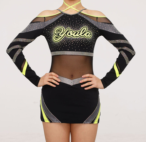 Nouveaux uniformes de cheerleading personnalisés avec strass, pour compétitions, toutes étoiles, différentes couleurs et tailles, haute qualité - Product Image 2