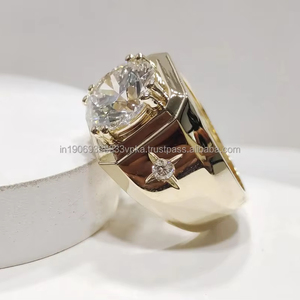Men's Cluster <b>Ring</b> Unique <b>Solitaire</b> Double Prong Setting Statement <b>Ring</b> 925 Sterling <b>Silver</b> Rhodium Plated Engagement Gift - Product Image 1