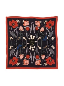 <b>Hot</b> Selling Butterfly Print Designer Square Head & Neck Scarf Rich Dark Background with Vibrant <b>Red</b> Border Fashion Accessory - Product Image 1