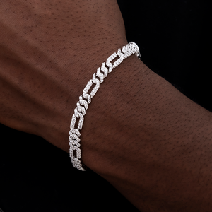 <b>Mens</b> 925 <b>Silver</b> Moissanite Iced Cuban Link <b>Bracelet</b> Rose Gold, Full White And Gold Tone Luxury Statement Chain <b>Bracelet</b> - Product Image 3