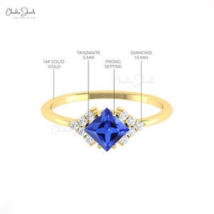 ซัพพลายเออร์ที่ผ่านการตรวจสอบแล้ว แหวนทรงสี่เหลี่ยม 5 มม. แทนซาไนต์ ครึ่งวงกลม แหวนแต่งงานเพชรทองคำขาว 14k ทำมือ ของขวัญ ขายส่ง - Product Image 3