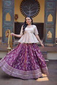 Designer Dyeable Viscose Jacquard Reversible <b>Wedding</b> Lehenga Choli Set with Stretchable Quick Dry & Wrinkle Free Features - Product Image 2