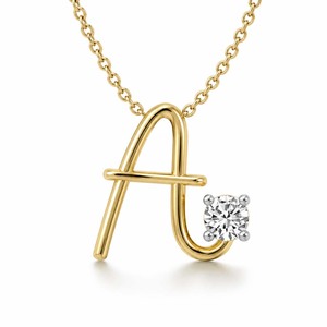 Magnifique collier de mariage en or massif 18 carats avec initiale personnalisée, pendentif lettre alphabet sertie de diamants, certifié IGI, pour femme - Product Image 6