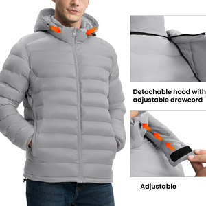 High Quality gary Color Customized Puffer <b>Jacket</b> Unisex Breathable Windproof Casual Wear Men Puffer <b>Jacket</b> For Winter <b>jacket</b> - Product Image 5